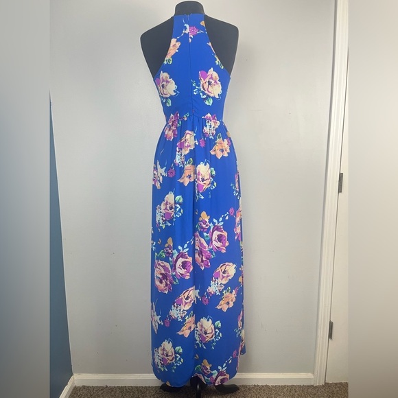 Everly blue and purple high neck sleeveless floral maxi dress size small - Picture 3 of 6